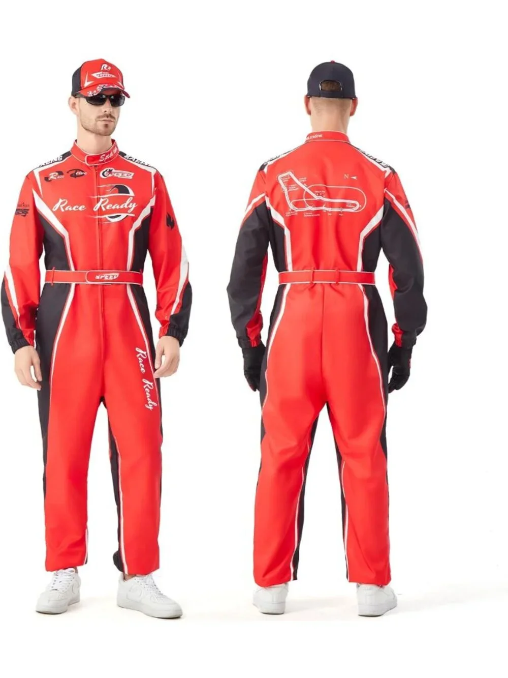 Unisex Race Car Driver Costume with Accessories for Halloween & Dress-Up Fun